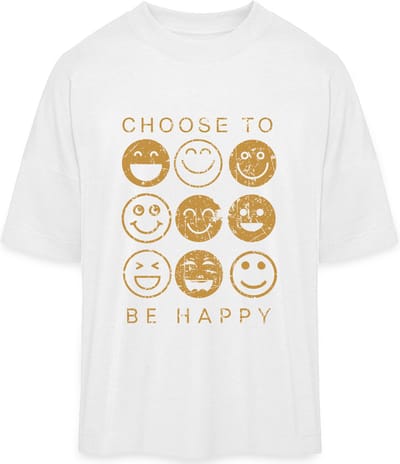 T Shirt Heren Dames - Kies Er Voor Gelukkig Te Zijn - Smileys - Wit- S