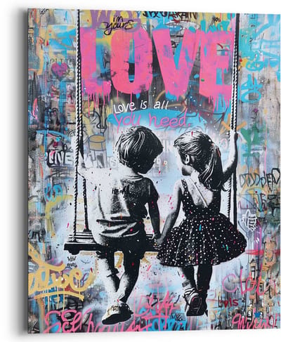 Schilderij Swinging Kids - 50 x 40 - Hout - REINDERS