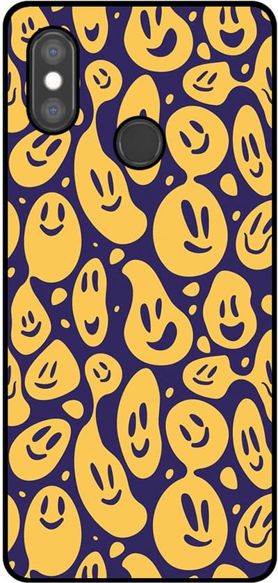 Smartphonica Telefoonhoesje Geschikt voor Xiaomi Mi 8 SE met smiley opdruk - TPU backcover case emoji design - Paars Geel geschikt voor Xiaomi Mi 8 SE