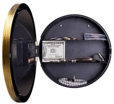 Wandklok met verborgen kluis, vintage, grote opbergruimte, rond slot, geheim compartiment omleidingsveilig compartiment voor waardevolle sieraden, contant geld, mobiele telefoons