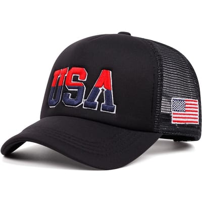 Mode Nouveau Chapeau en Filet USA Côté Drapeau Américain Chapeau Vélo de Rue Skateboard Danse de Rue Hip Hop Chapeau Pare-soleil Casquette de Baseball black