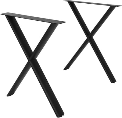 ML-Design | Tafelpoten, set van 2, X-vorm met ovaal profiel 60x72 cm, van zwart staal; tafelonderstel, tafelpoten, tafelvoeten voor eettafel en bureau