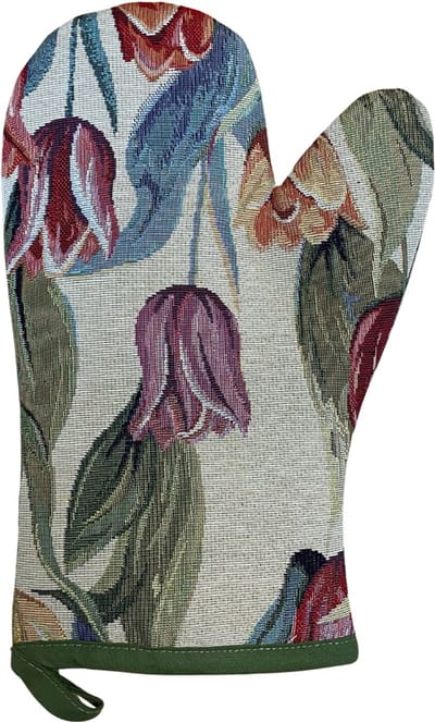 Pannenwant - luxe gobelinstof - Tulpen - Rood - Geel - Oranje