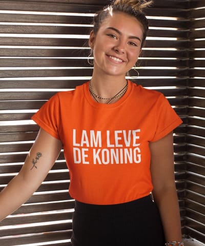 Oranje Koningsdag T-Shirt Lam Leve (DAMES - MAAT M) | Oranje Kleding & Shirts | Feestkleding