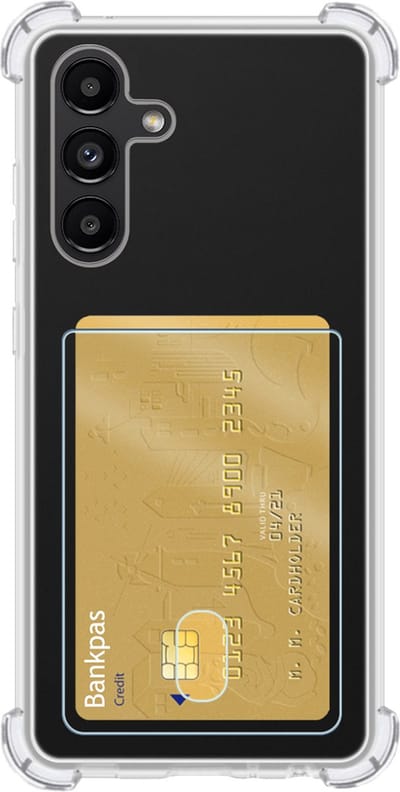 Hoes - Geschikt voor Samsung Galaxy A13 5G - Met Pashouder en Kaarthouder - Telefoon Hoesje Shockproof - Siliconen Case - Back Cover - Shock Proof - Pasjes Houder - Transparant