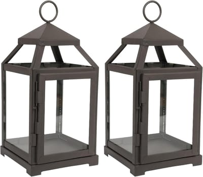 Set Lantaarns - Decoratieve Lampen - Sfeer Creëren - Klassieke Stijl - 30 cm Hoog - Helder Glas