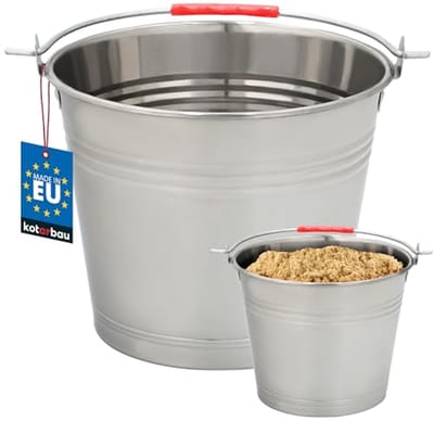 KOTARBAU® Roestvrijstalen Emmer, 5 L, Zilver, Emmer met Handvat, Voederemmer, voor Tuin en Huis, Robuuste