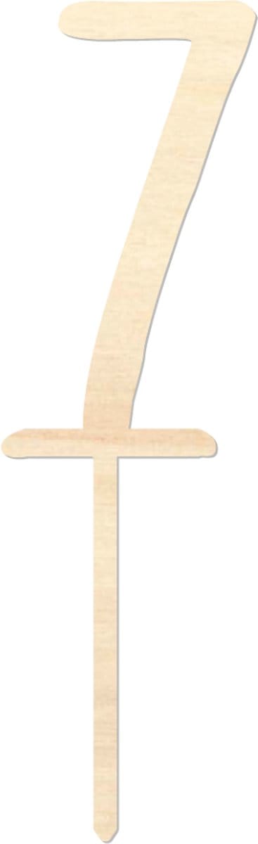 Houten caketopper / taarttopper - Getal 7 - Taart / Cake topper op bestelling gemaakt