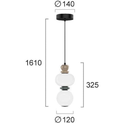 Viokef LED hanglamp Gemma, hoogte 32 cm, kleurrijk, glas/keramiek/metaal