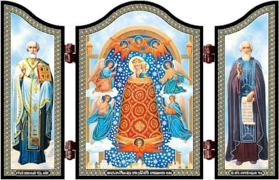 Christelijk Icoon Driepaneel of Tweeluik Religieus Reizen en Thuis Altaar