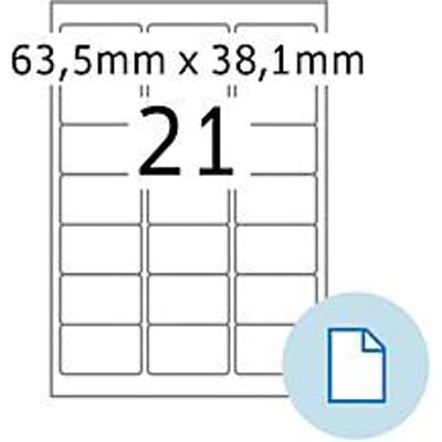 Etiketten HERMA 8417, permanente kleefstof, bedrukbaar, B 63,5 x H 38,1 mm, papier, wit, 10500 stuks/500 vellen