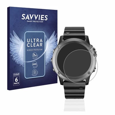 Savvies - Screenprotector voor Garmin fenix 3 / 3 HR - Folie Beschermfolie transparant 6 Stuks