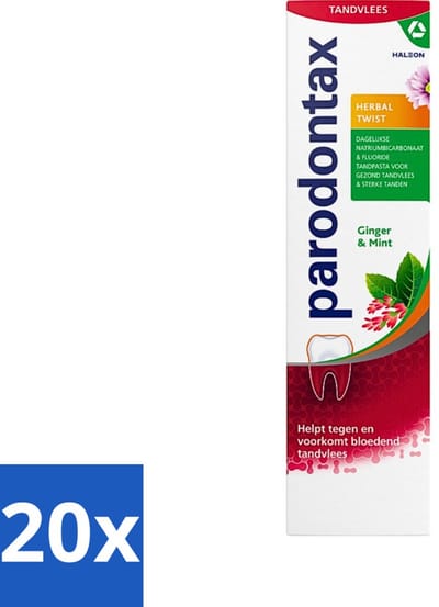 20 x Parodontax - Tandpasta - Herbal Twist - Ginger & Mint - 75 ml - Tandpasta - Tandvleesbescherming - Gember En Munt - Gezond Tandvlees - Tandplak Verwijderen
