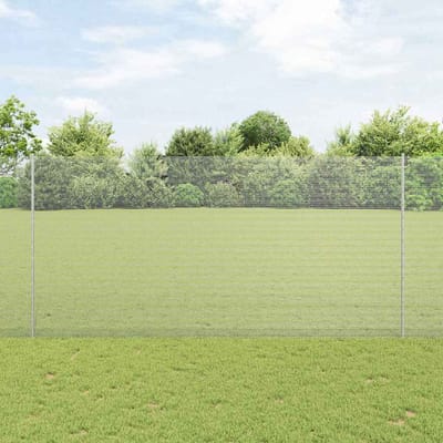 vidaXL - gelast - draadhek - met - palen - 10 - x - 1,5 - m - Gegalvaniseerd - staal - Mesh