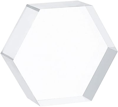Dailygoody - Helder Acryl Displayblok - Zeshoekige Basis - Hoge Transparantie - 7,7 x 6,7 x 2,5 cm - Fotografie en Verzamelobjecten - Ideaal voor Mini