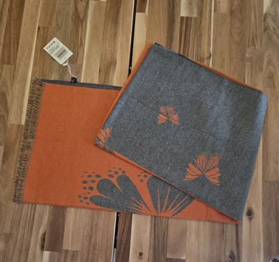 Heerlijk warme sjaal ORANJE-GRIJS herfst - winter - wol en viscose - warme scarf 1st