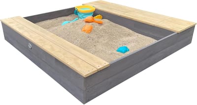 Houten Zandbak met Waterbakken, Bankje en Opbergruimte | Inclusief Dekzeil en Bodemdoek