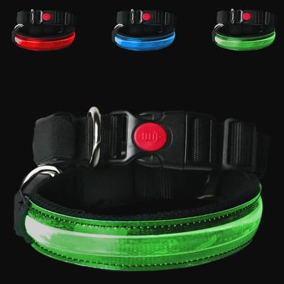 Verstelbare LED-halsband voor honden - Oplaadbare en ademende halsband met verstikkingsbeveiliging voor kleine, middelgrote en grote honden