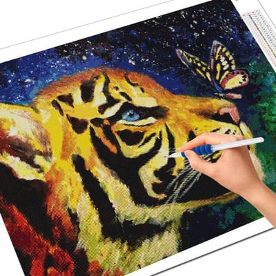 Peinture Diamant 5D DIY Tigre Diamants Carrés Ronds Broderie Vente Animal Point de Croix Mosaïque Décoration de Maison Full Square 20X30CM