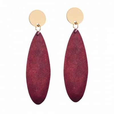 Clip oorbellen -Luci -hout -rood -goudkleurig- geen gaatje- Charme Bijoux