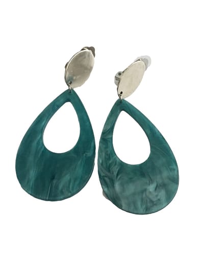 Petra's Sieradenwereld - Clipoorbel hanger turquoise kunststof (305)