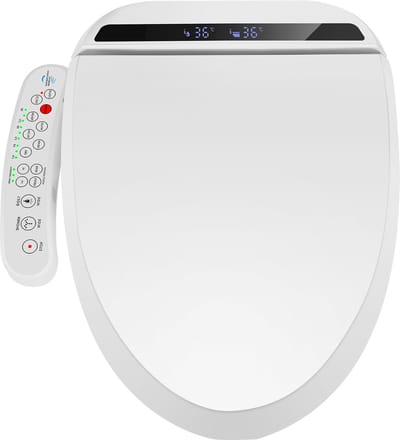Puluomis - Verwarmde toiletbril - temperatuurweergave - ingebouwde zijbediening - traps verwarmingsmodus - langwerpig toilet - met aardlekbescherming - langzaam sluitend