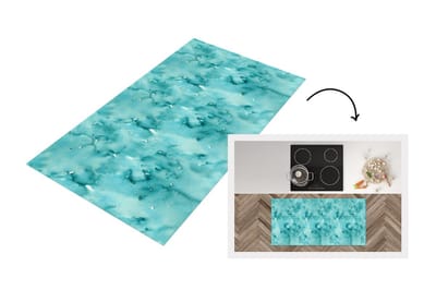 Keukenloper - Loper keuken - Patroon - Turquoise - Waterverf - 120x60 cm - Keukenloper vinyl