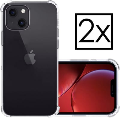 Hoesje - 2 Stuks - Geschikt voor Apple iPhone 13 - Sterk & Shockproof - Siliconen Case - Back Cover - Telefoon Hoes Shock Proof - Transparant
