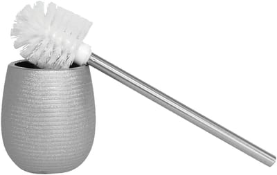 Berilo WC / Toiletborstel in luxe houder - zilver - polystone - 40 cm - Badkamer accesoires