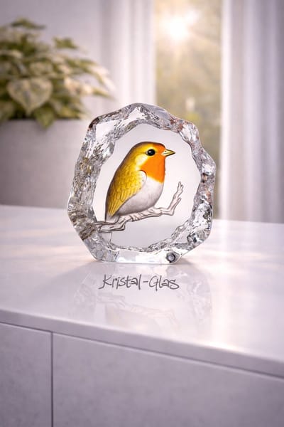 Mats Jonasson Roodborstje Glas Handbeschilderd – Glaskunst Uniek Zweeds Glasdecoratie Cadeau - Diverse Kleuren - Voor Binnen - Staand