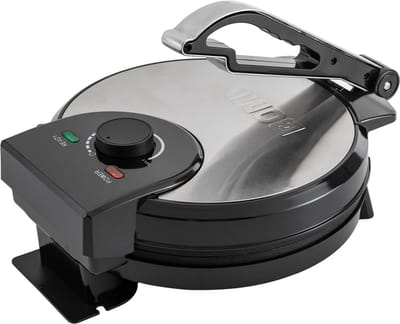 Roti Maker - Pannenkoekenpan - Platbrood Bakken - Dubbelzijdig Verwarmen - 26 cm - Zwart Zilver
