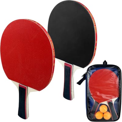 SnelShoppen - Premium Tafeltennisracketset met 2 Batjes, 3 Ballen, Draagtas - Ideaal voor Beginners, Gevorderden, Gezelligheid, Sport, Familie, Tuin,
