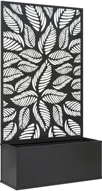 Plantenbak met Klimrek & Privacyscherm - Bloembak - Bloembed - Tuinbed - Weerbestendig - Plantenrek - Perfect voor Bloemen en Klimplanten – voor Tuin, Terras & Balkon - Metaal - 61 x 23 x 113 cm - Zwart