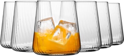 KROSNO | Drinkglazen | Set van 6 - 430 ml | Avant-Garde LUMI Collectie | Loodvrij Glas voor Water, Sap, Frisdrank en Cocktails | Vaatwasserbestendig