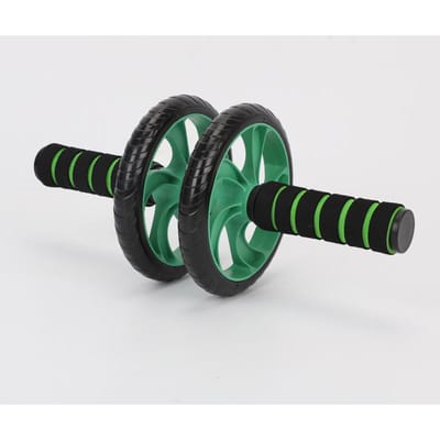 Buikspierwiel, buikbouwer met dubbel wiel, fitnessapparatuur voor thuis, buikafslanking voor heren en dames, groothandel in artefacten black