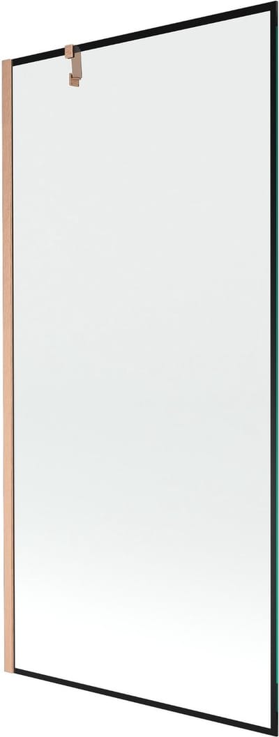 Mexen Next badwand scherm 1-deurs 90 x 150 , zwart frame, geborsteld koper - 895-090-000-00-70-65