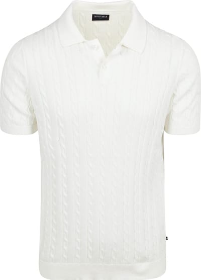 Suitable Respect Polo Knit Cable Ecru - Maat XXL - Heren - Polo shirt Heren met Korte mouw