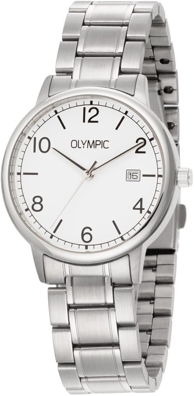 Olympic OL80HSS001 Henri Heren Horloge - Mineraalglas - Staal - Zilverkleurig - 37 mm breed - Quartz - Vouw/Vlindersluiting - 5 ATM (douchen)