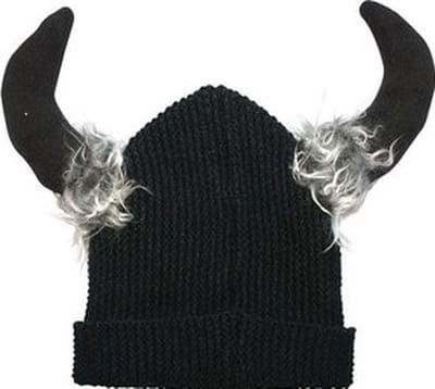 Zwarte Viking muts met fluffy hoorns