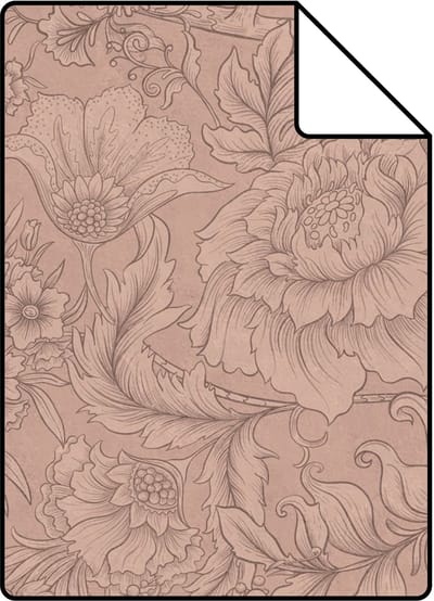 Proefstaal ESTAhome behang bloemmotief terracotta roze - 26.5 x 21 cm - 139794-S