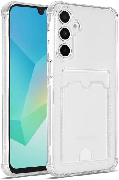 Transparant Hoesje met Pasjeshouder Geschikt voor Samsung Galaxy A16 | Back Cover Dun TPU | Schokbestendig | Ultra Dun | Kaarthouder Achterkant | Shockproof | Doorzichtig