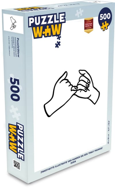 Puzzel Zwart-witte illustratie van handen die een 'pinky promise' doen - Legpuzzel - Puzzel 500 stukjes
