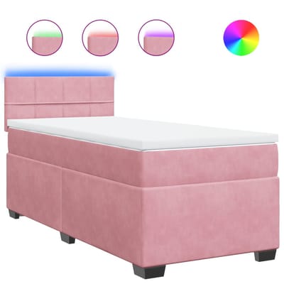 vidaXL - Boxspring - met - matras - fluweel - roze - 80x200 - cm