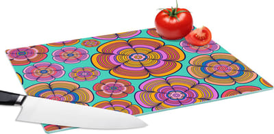 Glazen Snijplank - 39x28 - Design - Flower Power - Kleuren - Snijplanken Glas