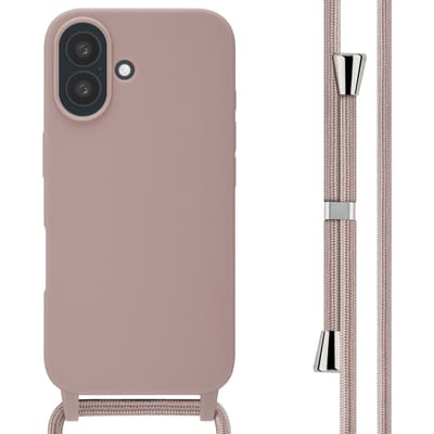 imoshion Hoesje - Geschikt voor Apple iPhone 16 - Siliconen hoesje met koord - Sand Pink