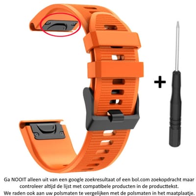 Oranje Siliconen horlogebandje geschikt voor Garmin Fenix 5 (& 5 Plus & Sapphire) / Forerunner 935/945 / Quatix 5 &5 Sapphire / Fenix 6 &6 Plus / Approach S60 & S62 / MARQ devices / D2 Delta – Quickfit Compatibel – 22 mm orange smartwatch band