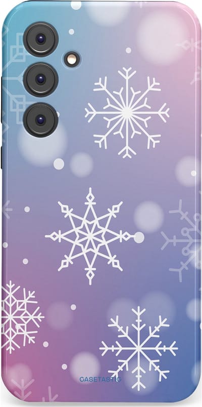 Casetastic hoesje geschikt voor Samsung Galaxy A35 - Dubbellaagse bescherming - Snowy Winter Gloed - Fashion Case - Lila Lichtgrijs Lichtblauw Lichtroze