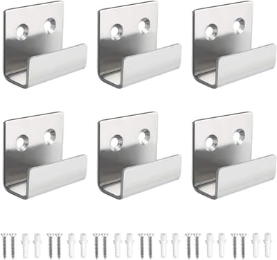 6 stuks roestvrijstalen keramische tegels displayhaken J-type beugelhaken zware wandmontage sterke haak fotolijst kapstokhaken met schroeven voor thuis keuken badkamer (zilver
