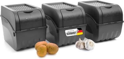 Aardappelbewaardoos | 3x groot 9L | ANTRACIETGRIJS | Uiendoos | Groentebox stapelbare aardappelbox uienopslag aardappelmand fruitcontainer aardappelbox voedselopslagcontainer