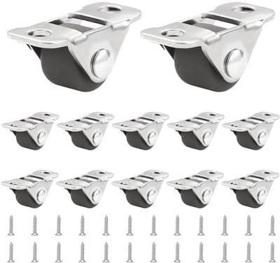 Set van 12 Kleine Zwenkwielen voor Meubels 12 mm - Geluidsarm en Spoorvrij